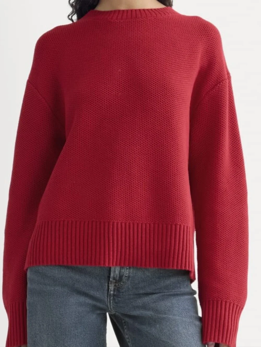 Everlane ♥️ Swifty Red Cotton Crewneck Sweater - Picture 3 of 11